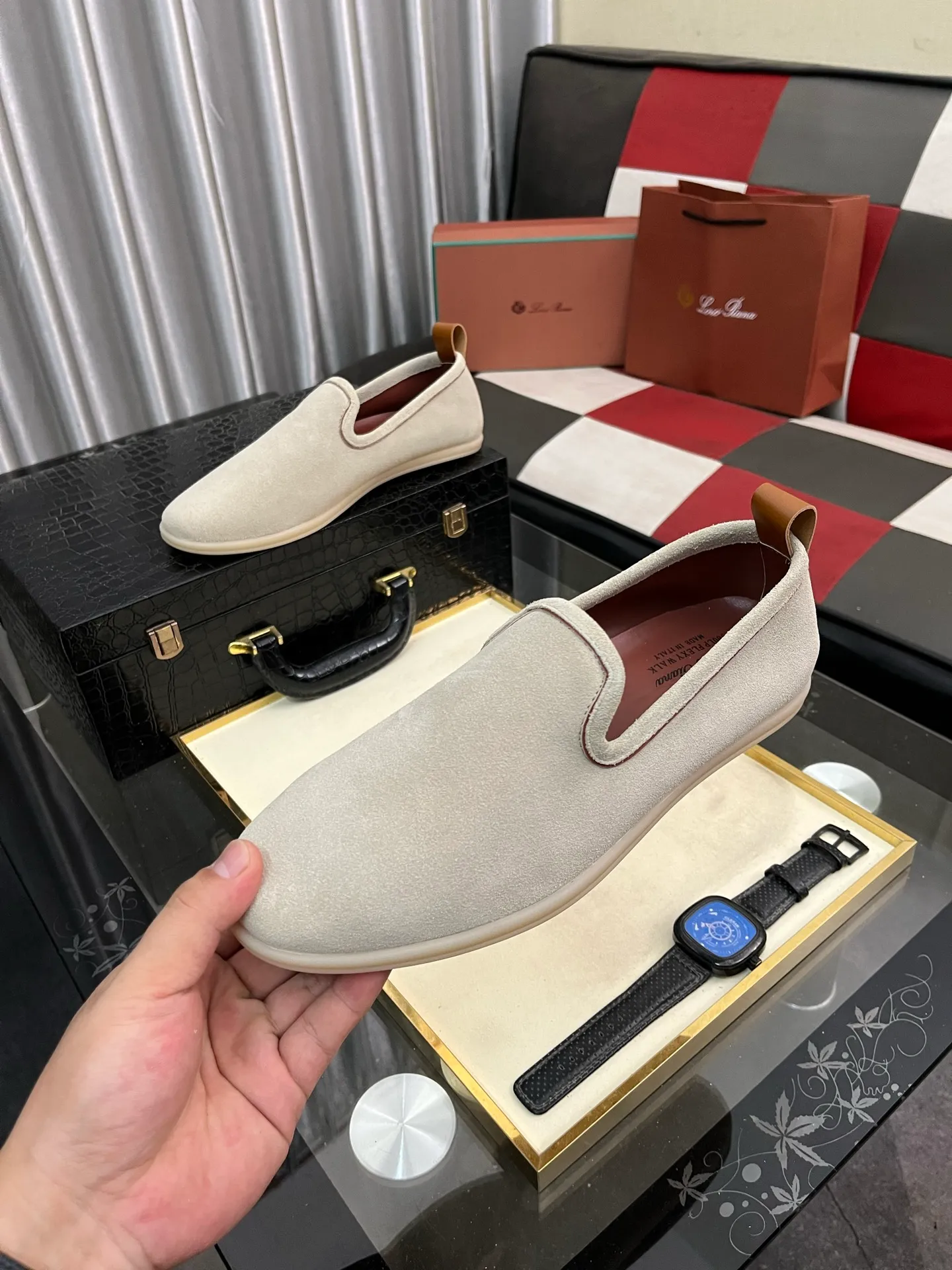 Men's men's shoes 💰420⌚️⌚️Loro*Piana pure original 2023 soft and comfortable LP deerskin flat casual star same style slip-on Loft men's shoes size 38-44